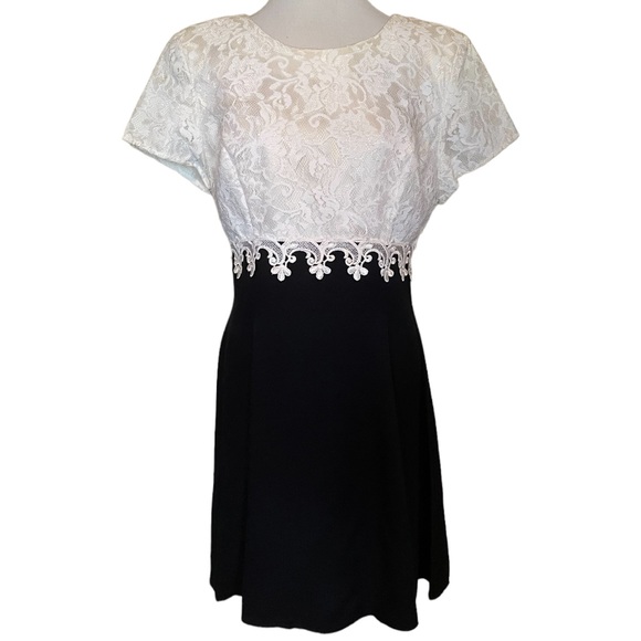 VTG 90s Gunne Sax Jessica McClintock Black White Lace Dress NWT NOS HoCo - Picture 3 of 16